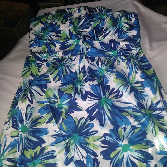 Ashley Stewart Tropical print strapless dress sz24 - Picture 3 of 5